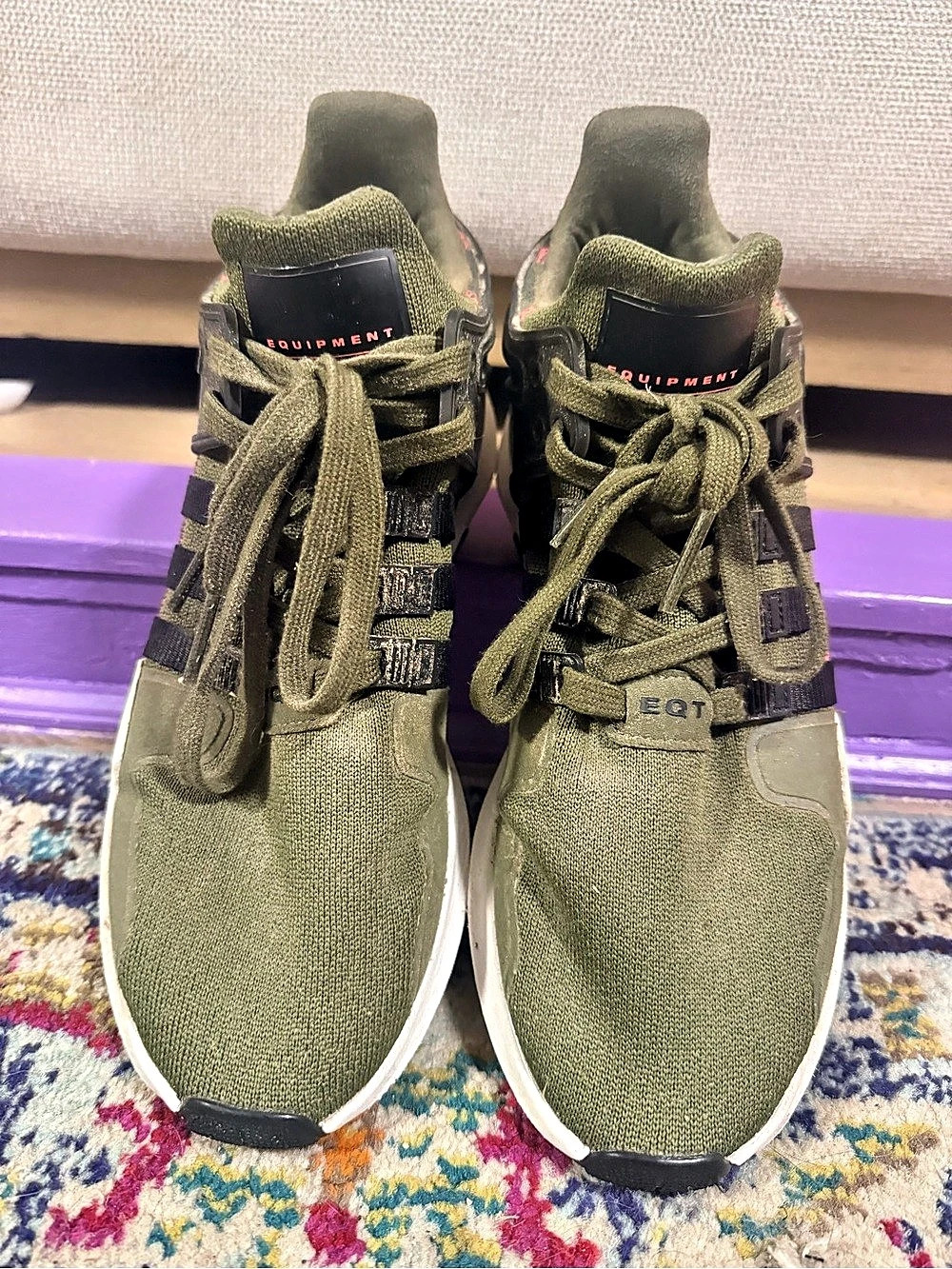 adidas EQT Support Olive Green & White Sneakers US 9.5